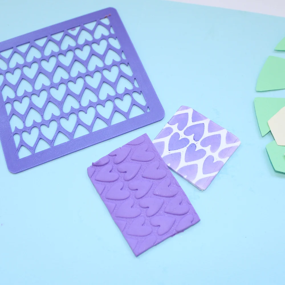 estampado corazones arcilla polimerica