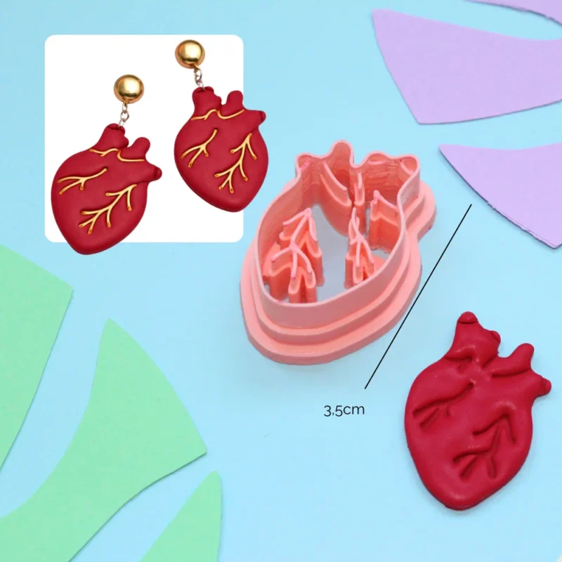 cortador corazón anatomico para pendientes de arcilla polimérica