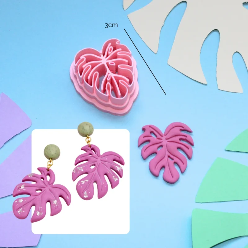 cortador monstera para pendientes de arcilla polimérica