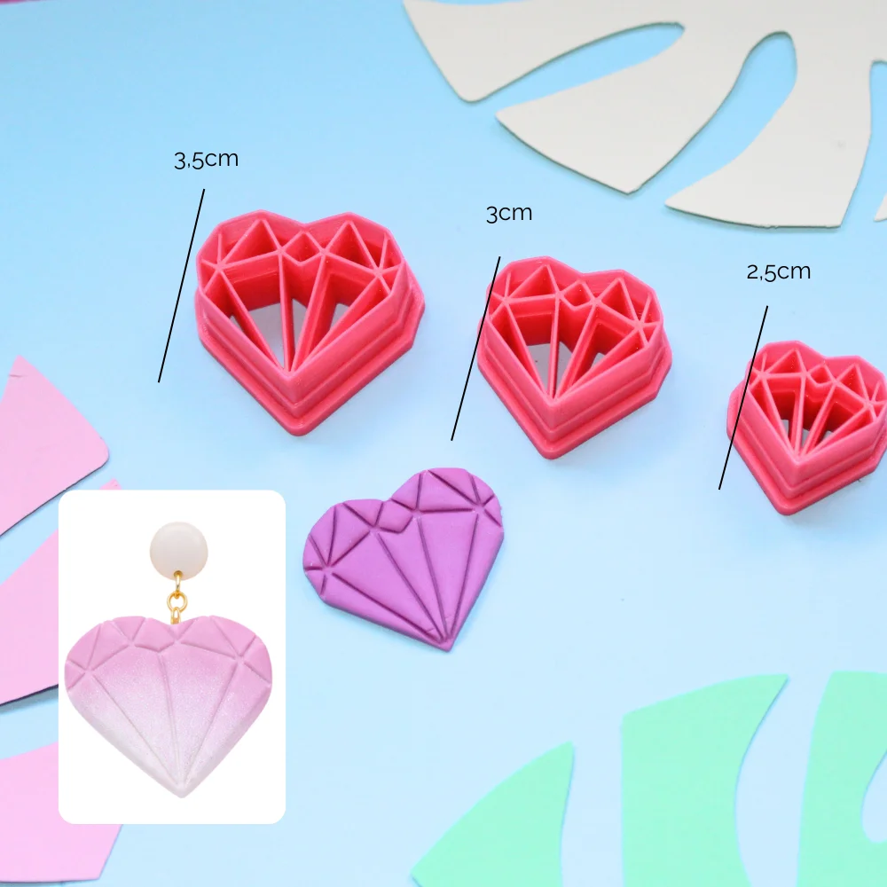 cortador diamante corazon pendientes arcilla polimerica
